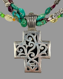 WESTERN STERLING SILVER BEADED CROSS NECKLACE