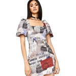 JADED LONDON NEWSPAPER MILKMAID DRESS - 4