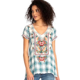 JOHNNY WAS JULIENNE EMBROIDERED TOP - M