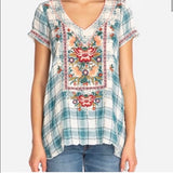 JOHNNY WAS JULIENNE EMBROIDERED TOP - M