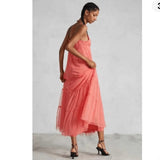ANTHROPOLOGIE MAEVE TULLE CORAL DRESS - L