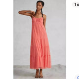 ANTHROPOLOGIE MAEVE TULLE CORAL DRESS - L