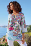 NEW SOFT SURROUNDING BLUE FLORENT TUNIC - S