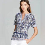 TORY BURCH BRINDA PRINT TOP - M