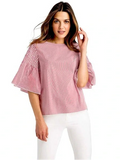 VINEYARD VINES RUFFLE SLEEVE SMOCKED TOP - XS