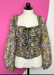 FREE PEOPLE MABEL FLORAL CHIFFON TOP - M