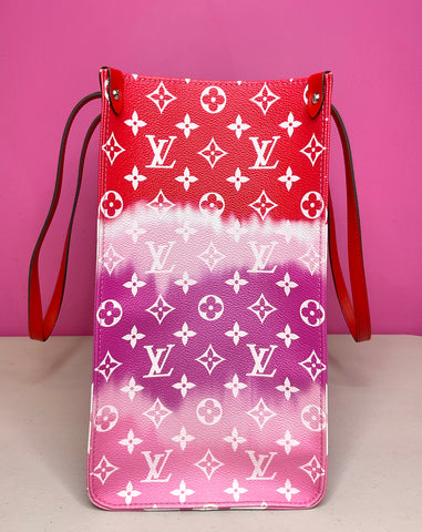 Louis Vuitton On The Go Tote Monogram Giant Bag Pink Red Rare