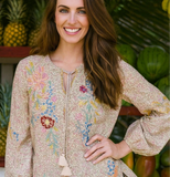 JOHNNY WAS INDALO EMBROIDERED TOP - XS