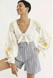 NEW FREE PEOPLE INDIGO STRIPE SHORTS - 0