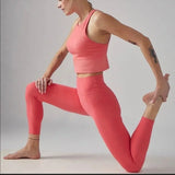 ATHLETA TRANSCEND 7/8 CORAL TIGHTS - L