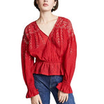 FREE PEOPLE COUNTING STARS PEASANT TOP - S & L