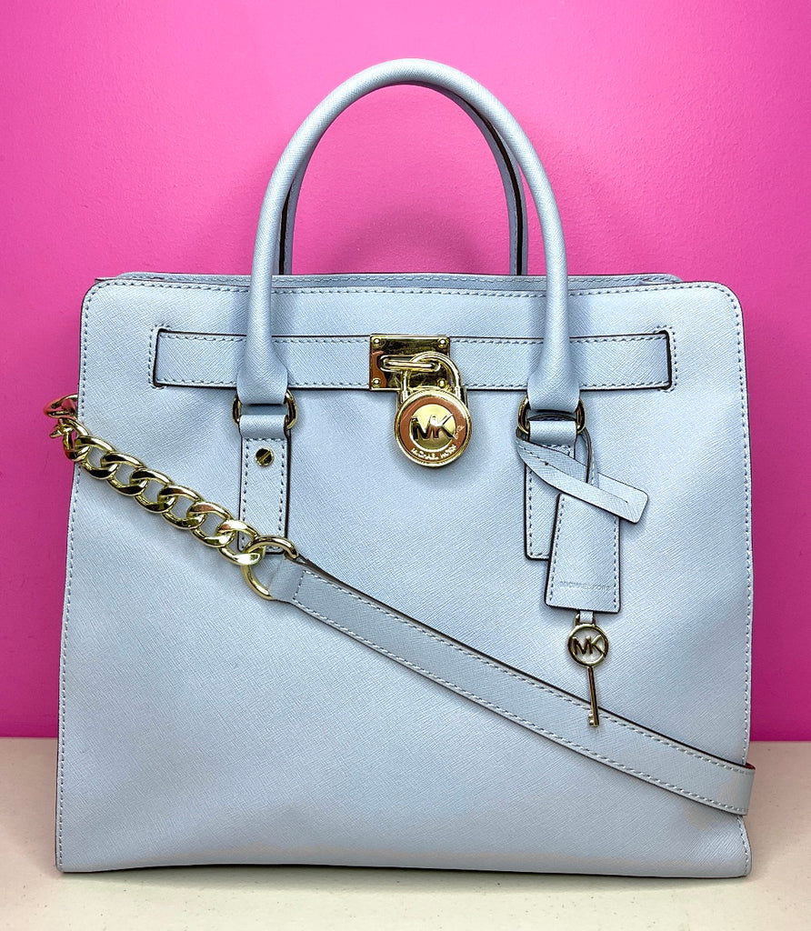 MICHAEL Michael Kors Blue Leather Hamilton Tote For Sale at