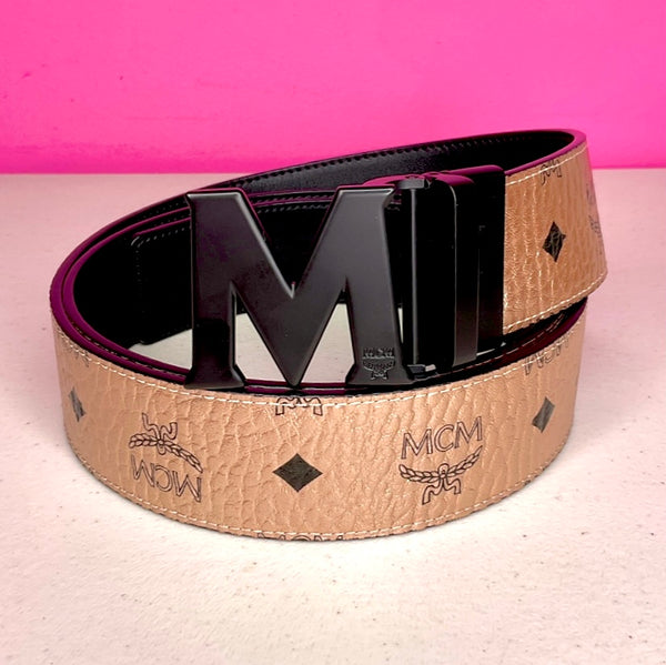 Authentic Adjustable Reversible Red to Black MCM Belt with Gold Buckle One  Size