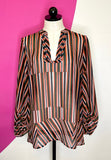 CABI ULTIMATE STRIPE BALLOON SLEEVE BLOUSE - S