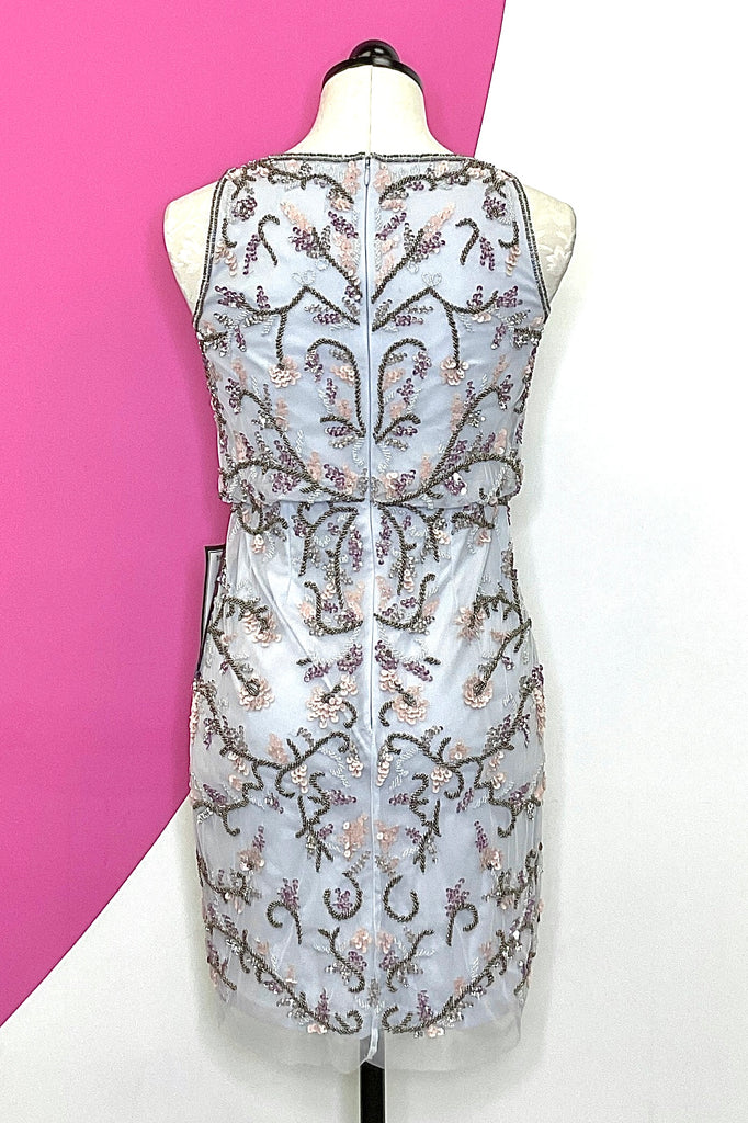 adrianna papell sleeveless beaded cocktail dress Pearl Beaded Short Halter Bridal Dress by Adrianna Papell 45018
