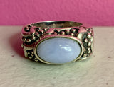 STERLING SILVER ICY JADE CARVED RING