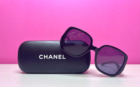1 jpy * unused * matelasse case attaching! Chanel * side Logo × spangled  glasses frame * black 3417-S-A black . sunglasses : Real Yahoo auction  salling