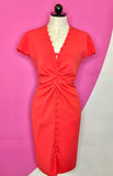 PAULE KA PARIS CORAL BUTTON CENTER TWIST DRESS - M