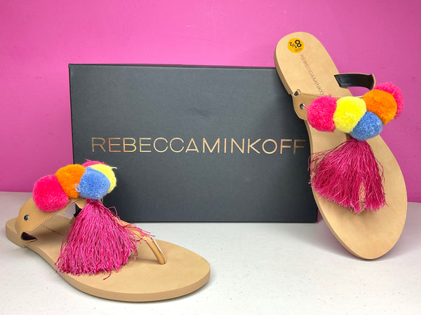 REBECCA MINKOFF NEW ERIKA POMPOM SANDAL 8.5 UpScaleIT